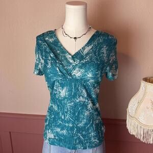 tropical palm leaf top rafaella blue